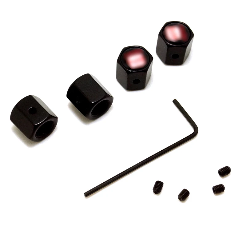 4Pcs/set Cool Black Caps Anti Theft Locking Tire air valve caps For