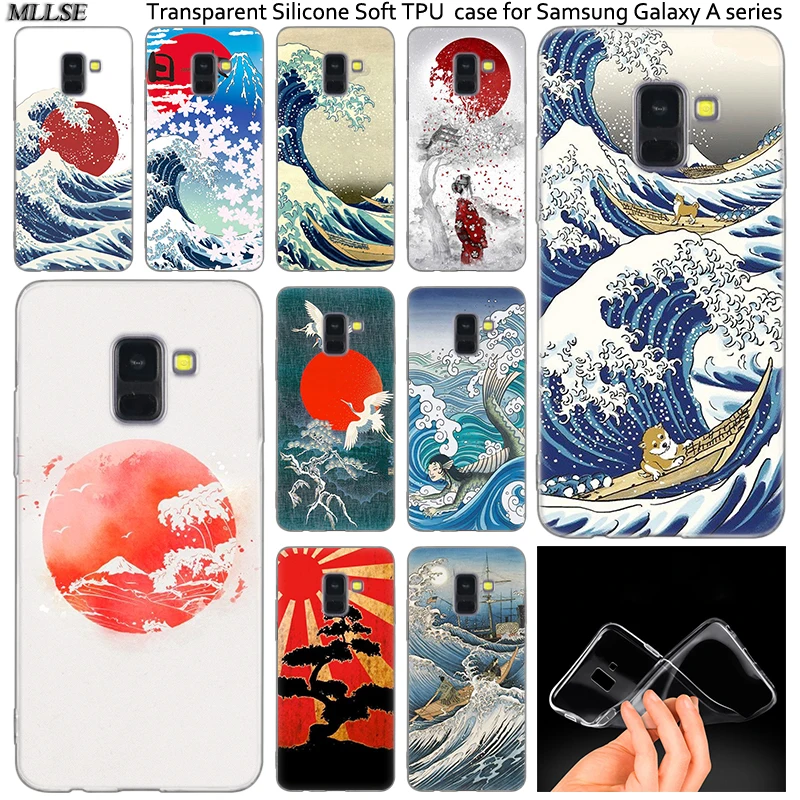 Sea Wave Art Spray Silicone Case For Samsung Galaxy A50 A30 A10 A40 A6 A8 Plus A9 A5 A7 2018 2017 2016 Note 9 8 Fashion Cover | Мобильные