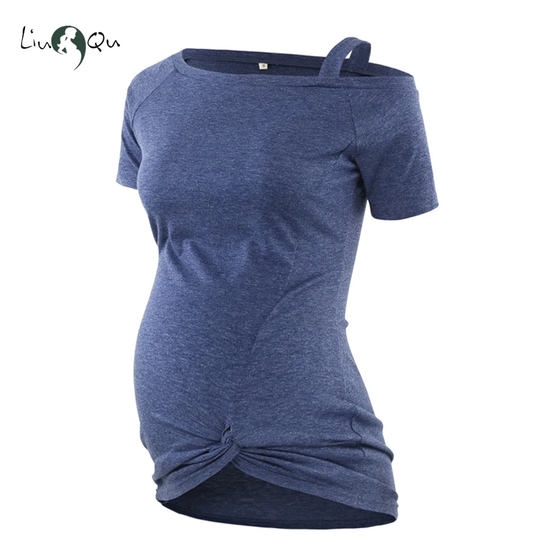 Женская блузка с открытыми плечами, Одежда для беременных, с рюшами сбоку, топ для беременных женщин, рубашка, одежда для женщин, топы с коротким рукавом, блуза