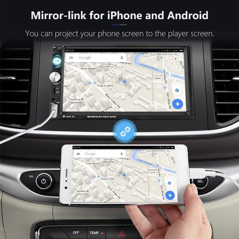 Vtopek 2 din HD coche radio pantalla táctil vehículo reproductor de audio GPS controlador de volante Bluetooth universal Multimedia MP5