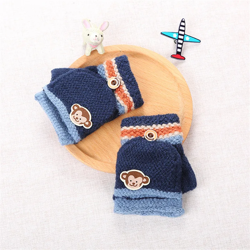 Toddler Baby Cute Thicken Hot Fingerless Gloves Kids Winter Warm Gloves Baby Knitted Mittens Baby Girls Boys Warm Gloves Toddler Knitting Mittens (1)