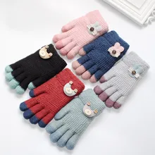 Детские вязаные перчатки, плотные теплые вязаные перчатки с рисунком животных для мальчиков и девочек, новинка года