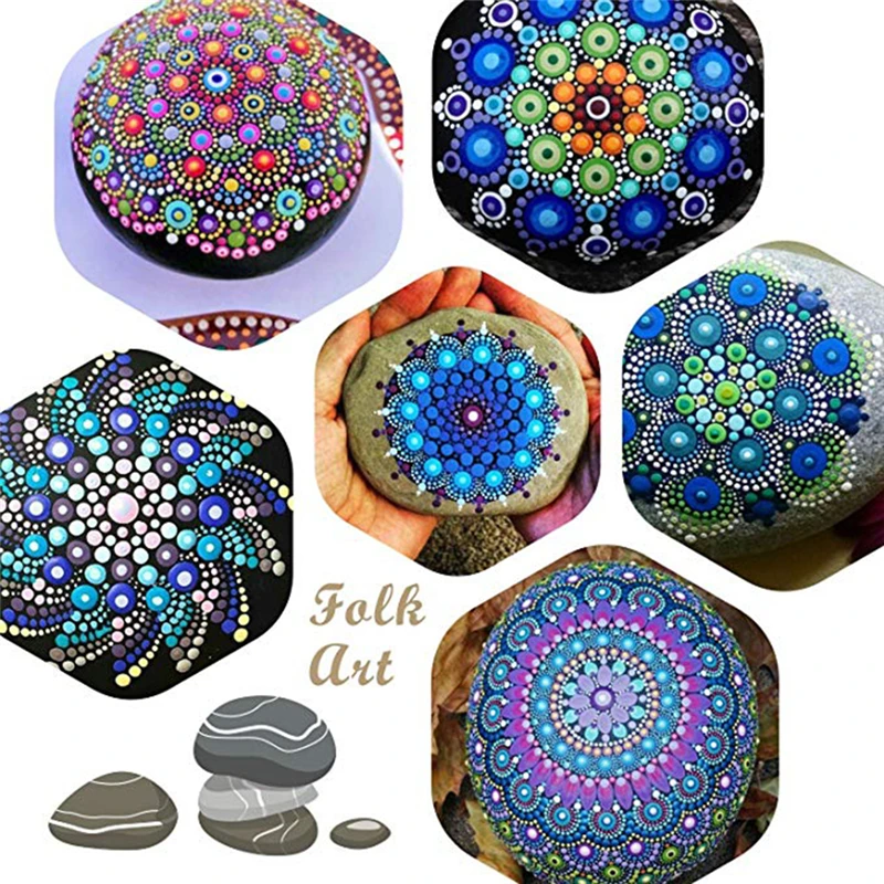 Mandala Dotting Tools Kit Rock Painting Stencils Stone Embossing Drill Drawing Stylus Pens Dotting Rods Kid Craft DIY Wall Art (10)