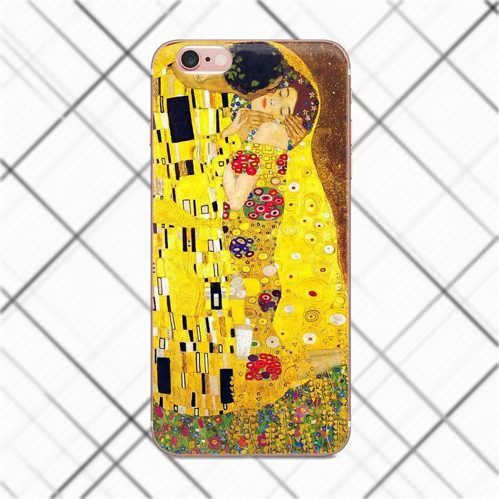 Tpwxnx Soft Silicone TPU Transparent Phone Covers Case Kiss By Gustav Klimt Design For iPhone X 4 4S 5 5C 5S SE 6 6S 7 8 Plus