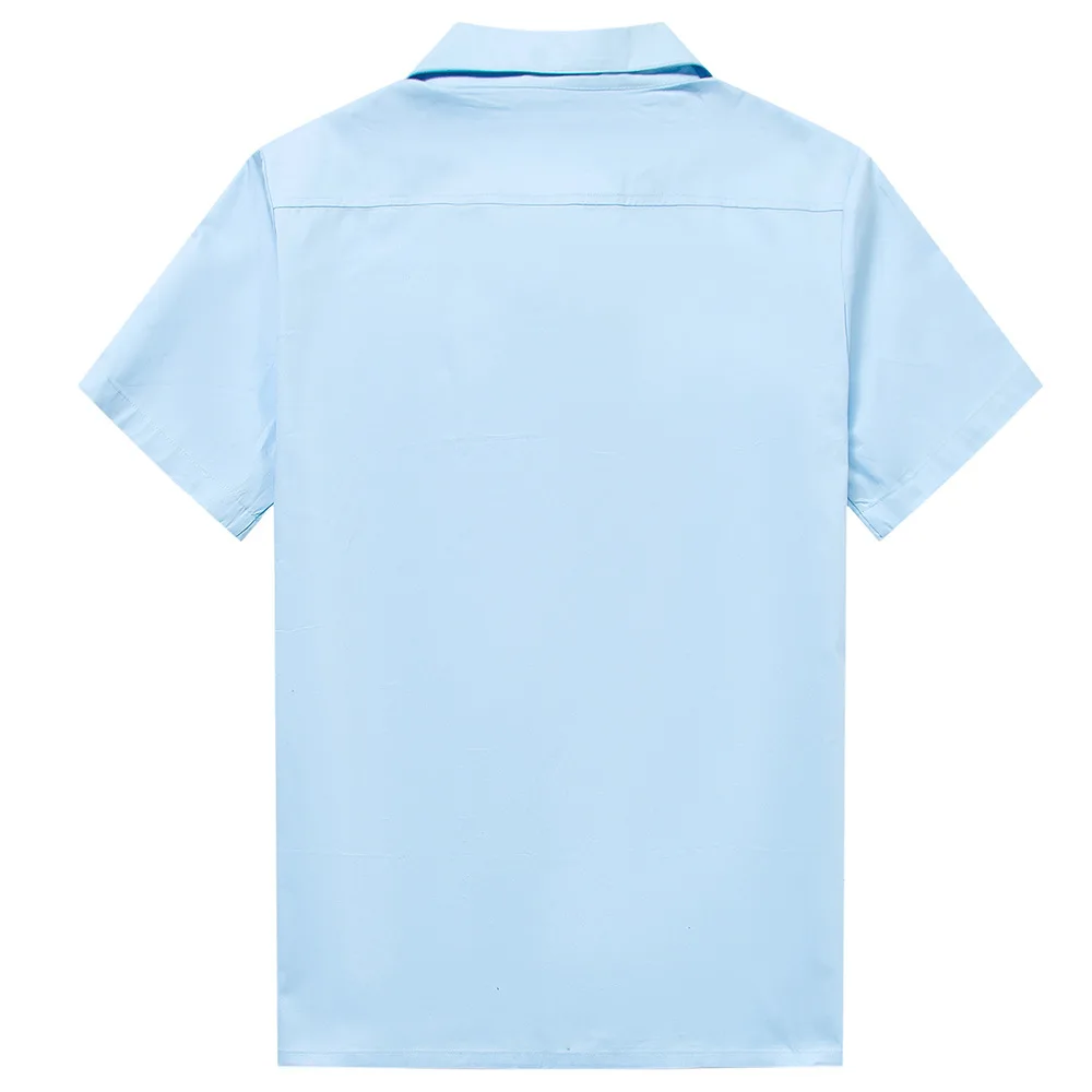 Вертикальная белая полосатая синяя рубашка Повседневная Боулинг блуза мужская с коротким рукавом на пуговицах платье плюс рубашки Camiseta Ретро Hombre