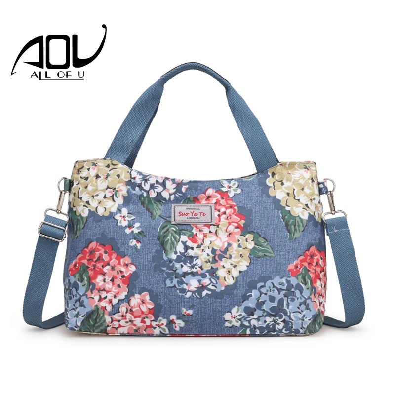 

AOU Summer 2018 Women Messenger Bags Fashion Print Floral Cross Body Shoulder Canvas Hobo Bag Nylon Fabric large Women's Handbag