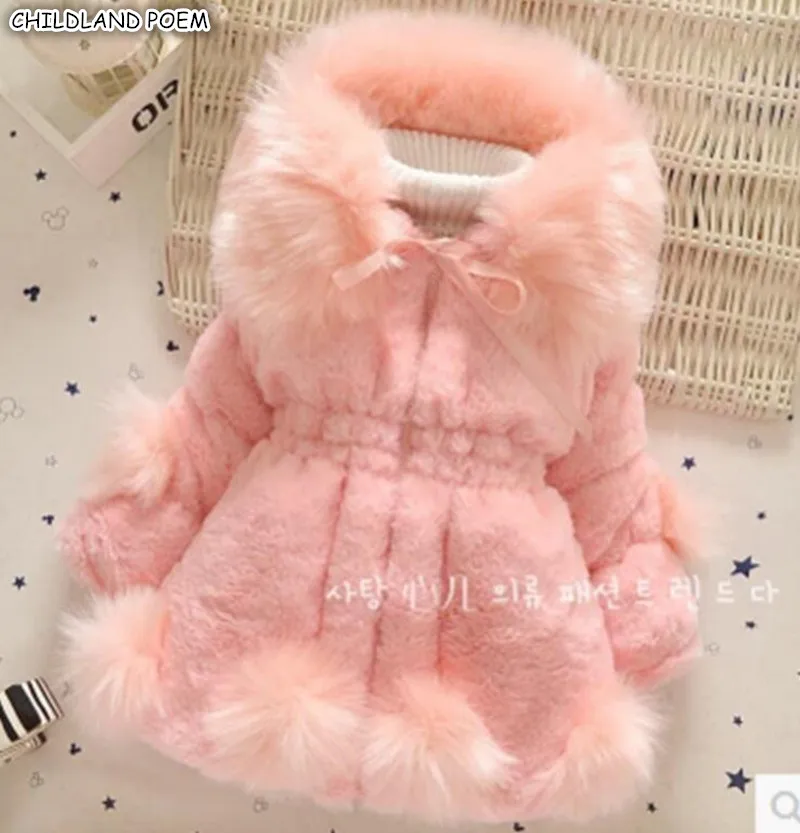 Baby Girls Jacket And Coat Winter Toddler Girls Outerwear Clothes Thicken Faux Fur Kids Girls Winter Coat Clothes Girl Snowsuit