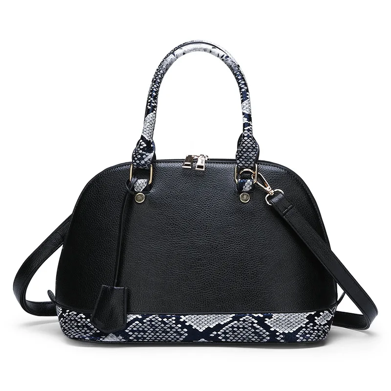 

Women's Genuine Leather Handbags Serpentine Patchwork Shoulder Bags For Women Fashion Messenger Bag Ladies Shell Composite Bags