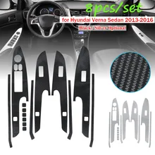 Автомобильная Внутренняя дверь, окно, переключатель панели, рамка из углеродного волокна, наклейка для hyundai Verna sedan 2013-, аксессуары для стайлинга автомобилей