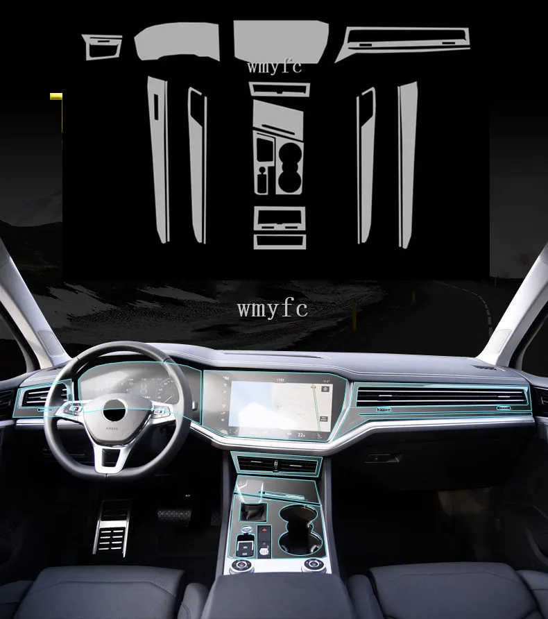 

transparent TPU car interior anti-scratch protective film for volkswagen touareg 2019 2020