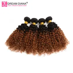 DreamDiana пучки волос "омбре" 30 эффектом деграде (переход от темного к курчавые человеческие волосы 1/3/4 Связки человеческих волос эффектом