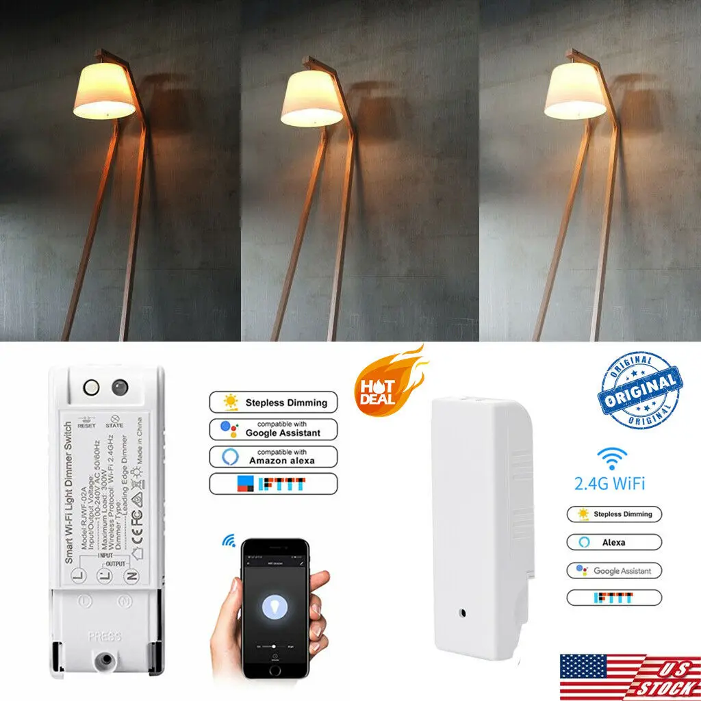 

Smart Voice Control Diy Wifi Dimmer Module Light Switch Wireless Controller Home Automation 110-240V Work with Googel Home Alexa