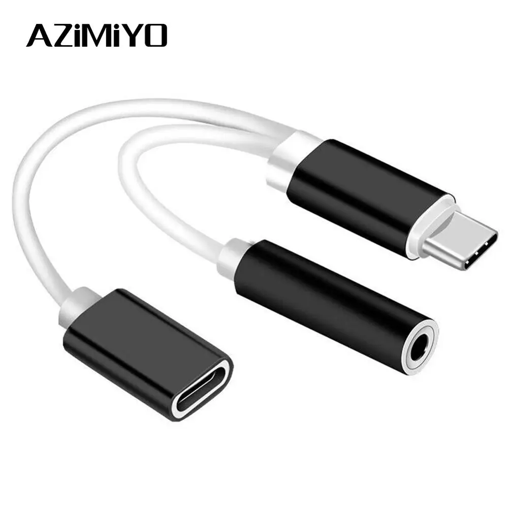 

AZiMiYO Adapter 2 in 1 Type C to 3.5mm Audio Jack Charger Adapter Headphone Cable for Samsung S9 Audio USB C Adapter