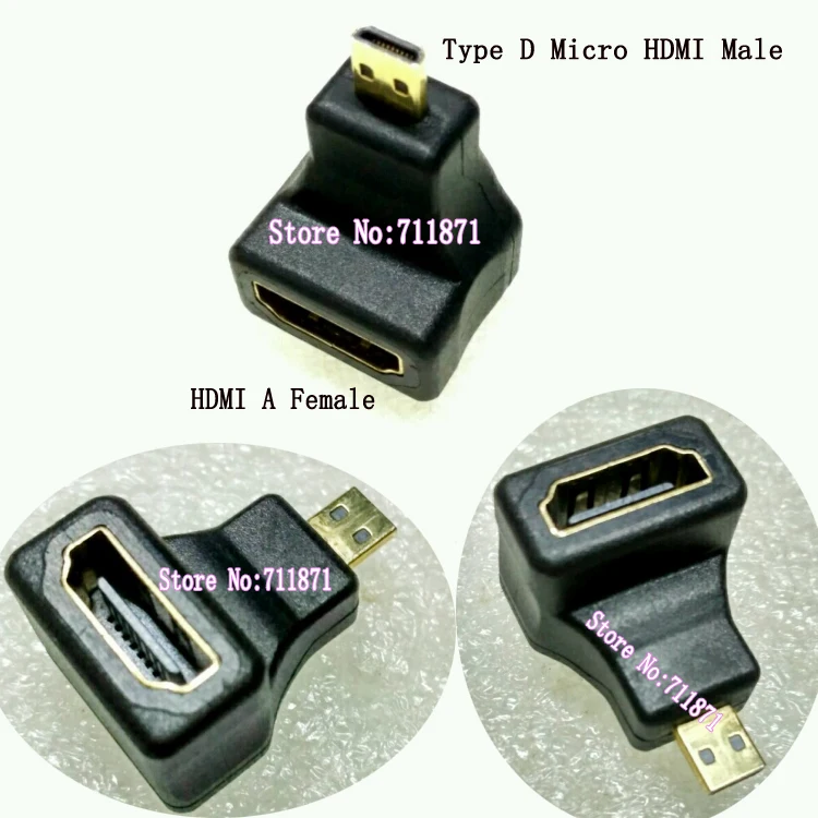 Позолоченный переходник под прямым углом 90 градусов Type D Micro HDMI папа мама адаптер