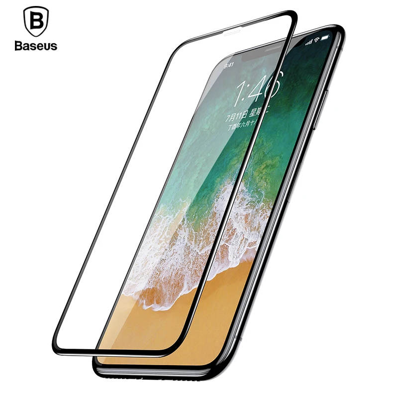 

Baseus Front Tempered Glass Film For iPhone X 0.23mm Soft Edge Pet Full Coverage Ultra Thin Screen Protector Glass For iPhone X