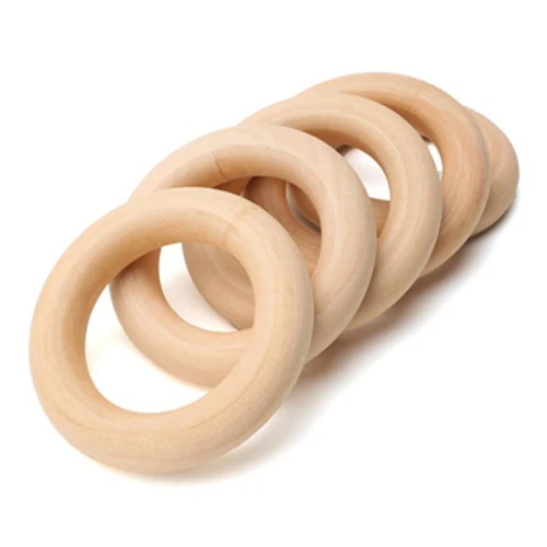 

20pc Unfinished Teething Ring Add On Wooden Rings 55mm Natural 2.2 inches