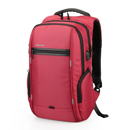 Kingsons водонепроницаемый мужской женский рюкзак с зарядкой от usb для мужчин и женщин, школьные рюкзаки, рюкзак для ноутбука с защитой от кражи, 13,3, 15,6, 17,3 дюймов - Цвет: Model A Red