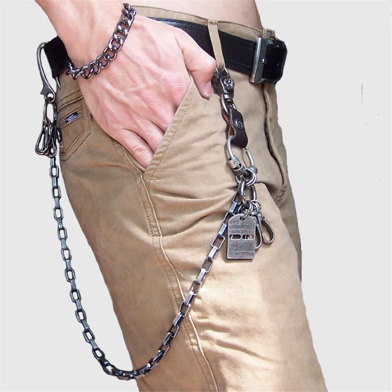 

Fashion Biker Metal Wallet Chains Belt HipHop Pant Jean Chain Men Plating Jeans Pant Black Chains Accessories Jewelry DR49