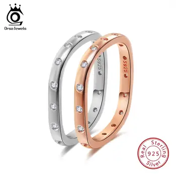 

ORSA JEWELS Classic Authentic 925 Sterling Silver Eternity Ring AAA Cubic Zircon Ring Women Wedding Engagement Jewelry SR51
