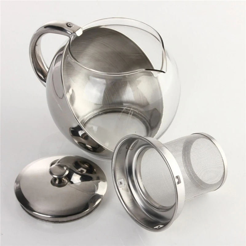 Современный стильный нержавеющая сталь+ стекло чай горшок с свободные держатель чайных листьев серебро интимные аксессуары