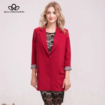 

Bella Philosophy 2018 spring women full sleeves casual jacket turn down collar ladies plus size outwears single breasted jacket