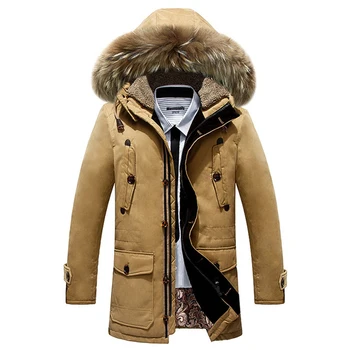 

2018 Winter New Thick Warm Men Down Jacket Big Fur Collar Hooded Mens Winter Parkas