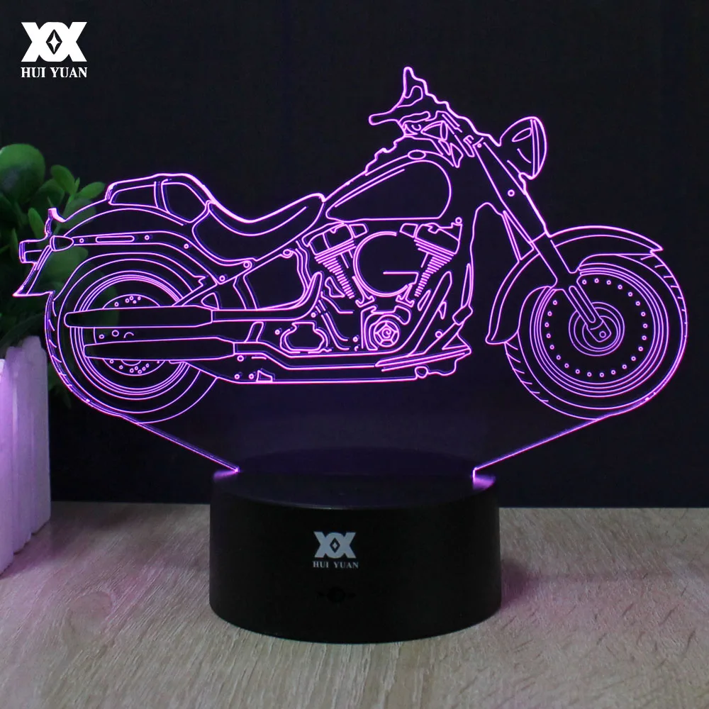 

Motorcycle 3D Lamp Remote Control Night Light LED Decorative Table Lamp USB 7 Colors Changing Child's Gift HUI YUAN Brand