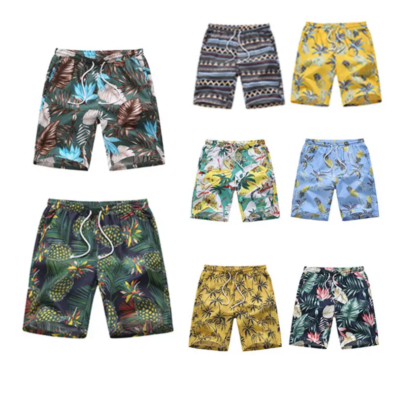 

GEJIAN 2019 Men's Summer New Flat Casual Hawaiian Beach Shorts Pockets Quick-Drying Swim Trunks Sea Surfing swimshorts men