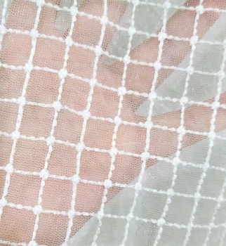 

5 yards ivory lace fabric , embroidered mesh lace fabric in lattice style, bridal lace fabric