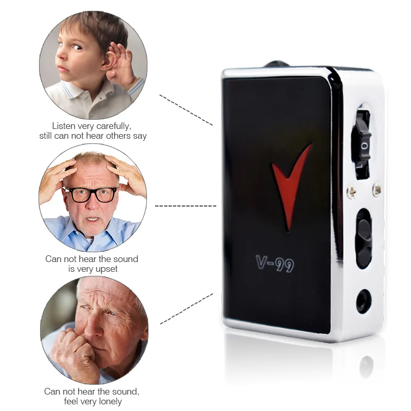 Adjustable Hearing Loss In Ear Sound Amplifier/Receiver Pocket Voice Hearing Aid With Earplugs For Deaf Elderly Best Ear Care