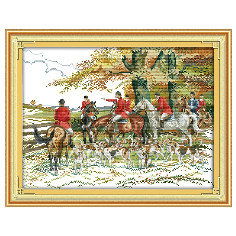 

Hunting Patterns Counted Cross Stitch 11CT 14CT Cross Stitch Sets Wholesale Chinese Cross-stitch Kits Embroidery Needlework