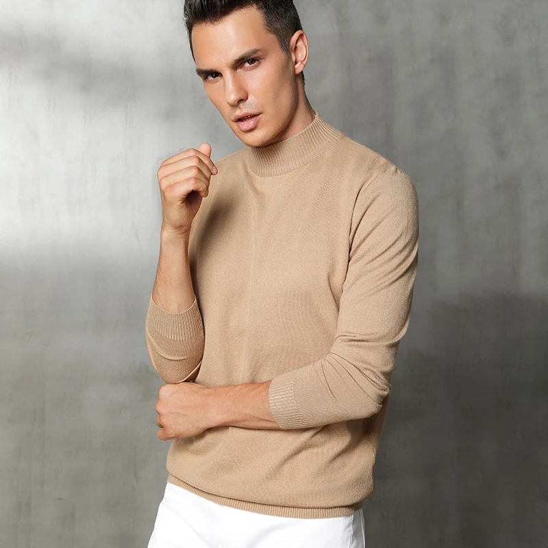 

Men'S Cashmere Wool Knitted Sweater turtleneck Brand Solid Color Men Pullovers Male Vintage Style Autumn Winter Basic Clothing