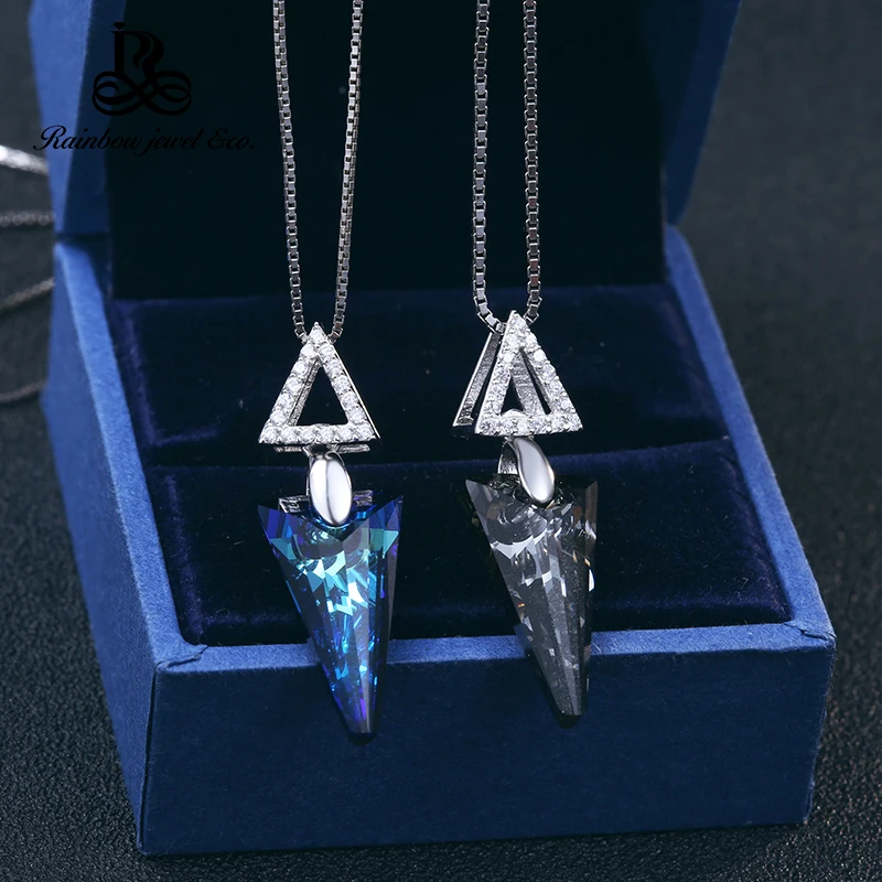 natural Blue Crystal pendants 925 sterling silver natural gem stone