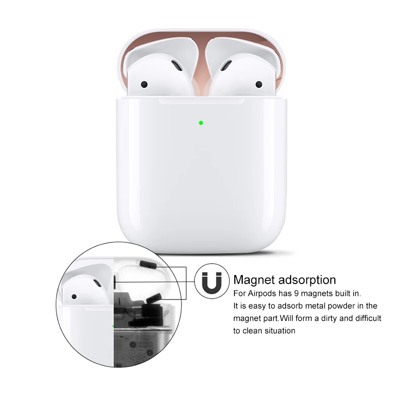 Защита от пыли для Apple Airpods 2 металлические наклейки беспроводные Защитные пленки