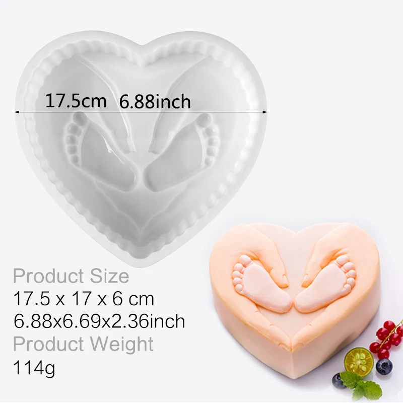 Силиконовая форма Сердце детские ноги торт дизайн сковорода мусс форма выпечки украшения инструменты аксессуары - Цвет: JSC2946