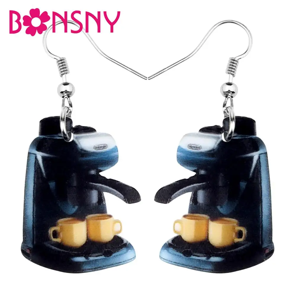 

Bonsny Acrylic Novelty Coffee Machine Earrings Drop Dangle Cute Fashion Jewelry For Women Girls Teens Gift Charms Decoration