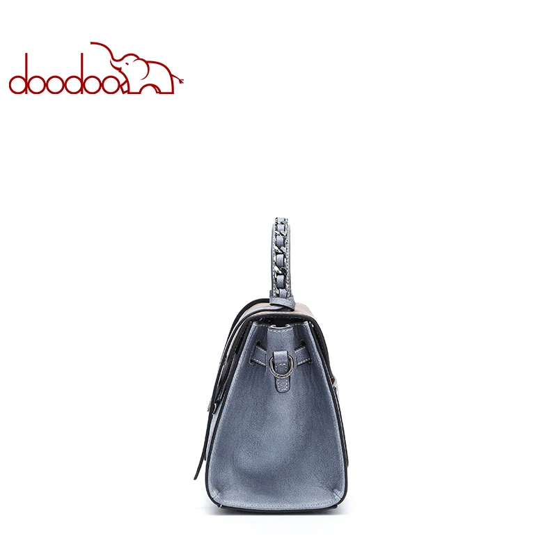 DOODOO العلامة التجارية النساء حقائب الإناث حقائب كتف متنقلة الاصطناعي جاكيت جلدي-مقبض حقيبة شرابة مباراة اللون خياطة حمل