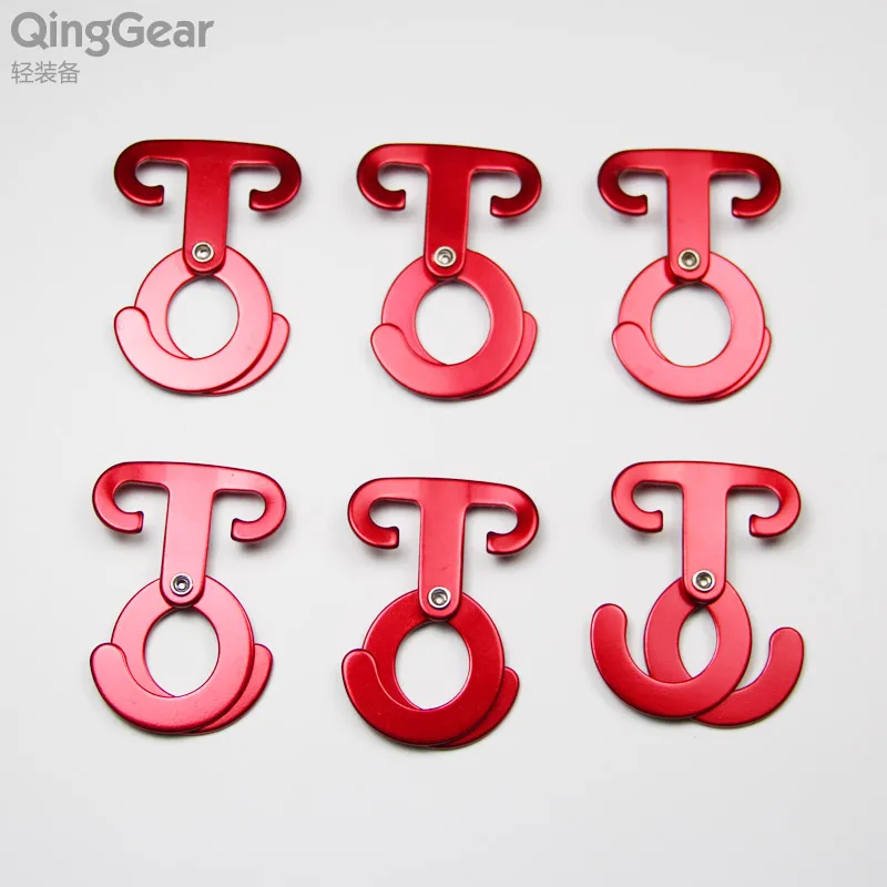 

6PCS/LOT Outdoor Camping Hiking Aluminum alloy Clip Carabiner Hook Hanger Tent Rope Tightener Travel Kits EDC