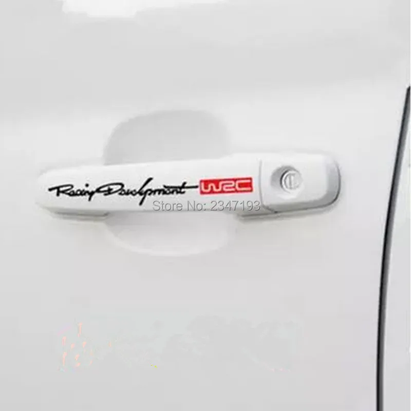 

4/sets Newest WRC Car Styling Door Handle Stickers for Mercedes W203 W211 W204 W210 W124 GLA Lexus IS250 RX300 RX350 RX NX