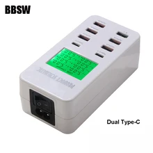QC 3,0 USB зарядное устройство 8 портов 5V7A type C быстрое зарядное устройство с ЖК-дисплеем для iPhone X iPad AMSUNG S9 huawei Nexus 5P 6X источник питания