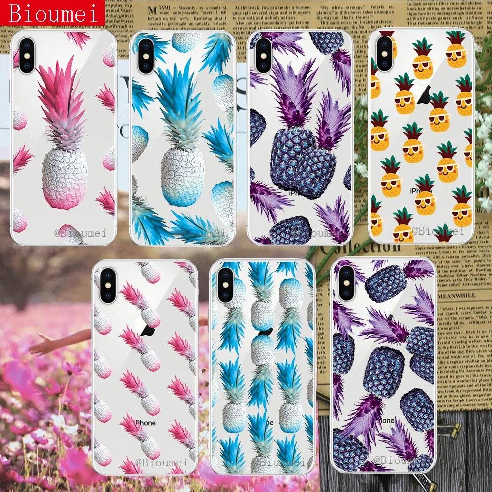 

Bioumei cute summer pineapple phone case for iphone XS MAX XR funny cover for iphone 7 8 6 6s Plus 5 5S X 59