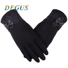 Варежки женские зимние Модные женские зимние перчатки Кружевные луки Теплые перчатки Женщины Сенсорный экран Рукавицы Женская кнопка для телефона Гуанты Женские перчатки перчатки женские перчатки женские зимние