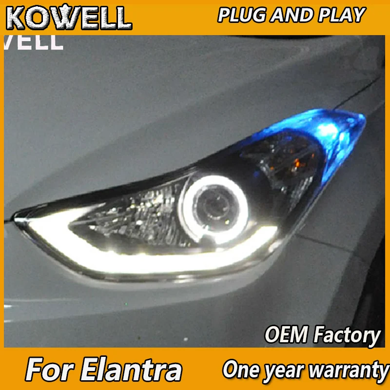 

KOWELL Car Styling for Hyundai Elantra Headlights 2011-2016 LED Headlight DRL Bi Xenon Lens High Low Beam Parking Fog Lamp