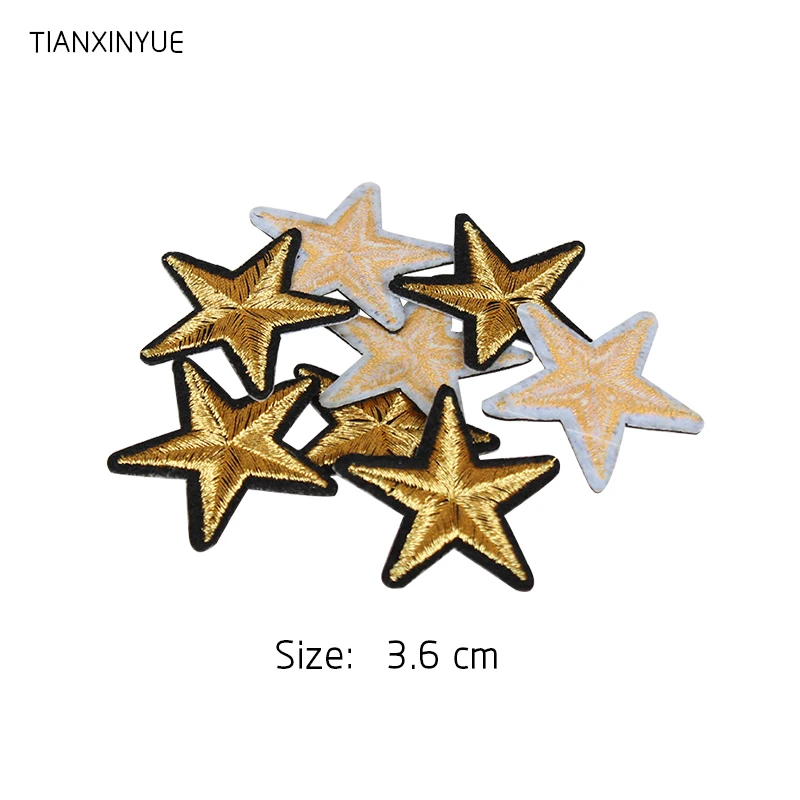 

TIANXINYUE Brand 20PCs Star Embroidered Iron On Badges Patches For Clothing Cartoon Motif Applique Sticker For Clothes