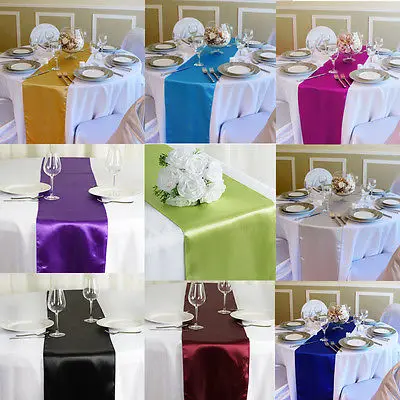 

11 Colors High Quality Satin Table Runner Solid Wedding Party Decorations Formal Banquet Bright Table Runners New