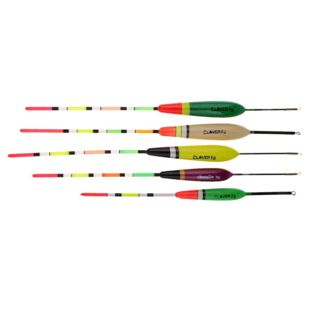 

5pcs Fishing Buoys Balsa Wood Bobbers Night Fishing Floats with Luminous Tail 2g/3g/4g/5g/6g float buoy For Fishing Accessories