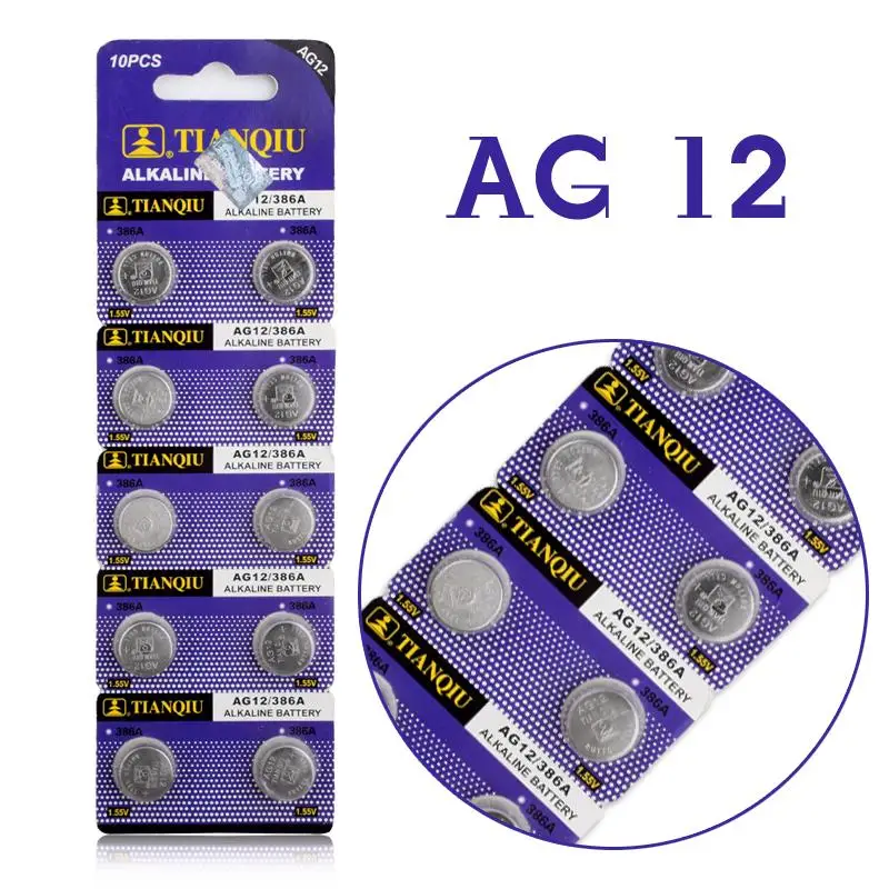 YCDC 10pcs/lot LR43 Button Cell Coin Battery Alkaline AG12 V12GA SR43W