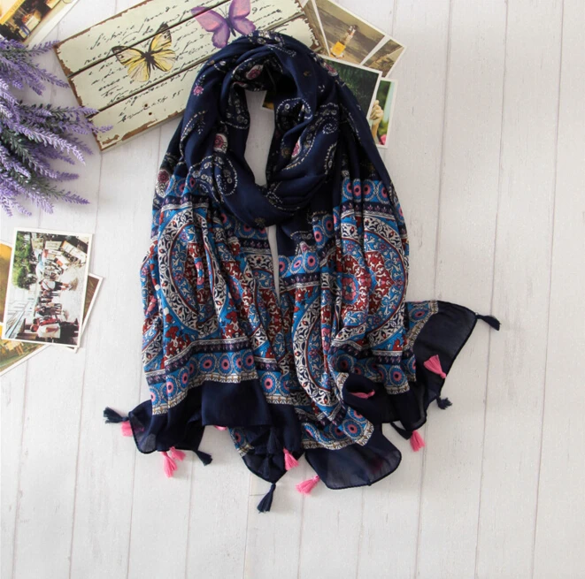 

2016 Women Vintage Floral Printed Scarf Tassel Scarf Shawls Wraps Hijabs Retail
