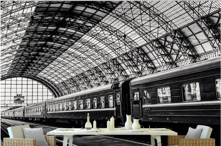 Beibehang Custom Foto Behang 3d Muurschildering Mode Eenvoudige Trein Station Zwart Wit Landschap Woonkamer Achtergrond Muurschildering Wallpaper Wall Murals Wall Mural 3dmural 3d Aliexpress