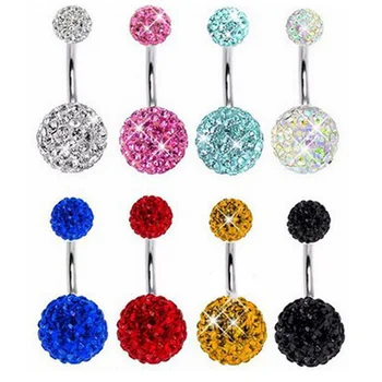 

Navel Bar Bell Button Rings Multi Crystal Shiny Gem Navel Surgical Steel Body Piece Jewellery Punk Hip Hop Trendy Navel Piercing